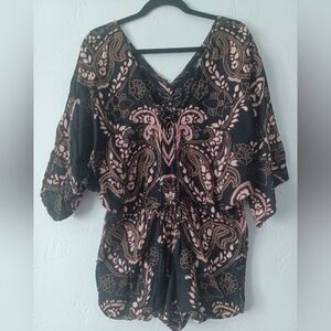 Angie Boho Paisley Print V-Neck  Romper